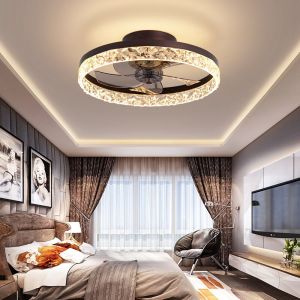 [YJ] 50CM modern LED ceiling fan light European-style simple invisible bedroom dining room living room electric fan light 3-color changeable chandelier fan fan with light three-color light-changing fan