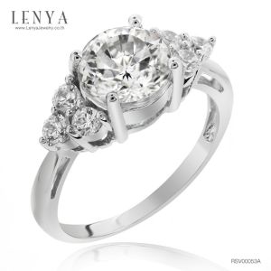 LENYA แหวน CZ Diamondlike เสริมบุคลิกและความมั่นใจ ขนาด 8 มิล ตัวเรือนเงินแท้925 ชุบทองคำขาว
