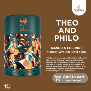 Theo and Philo Mango & Coconut Chocolate Crunch 150g: Tropical Bliss in Every Bite by apothecaph
