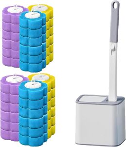 Brush with Holder & 36 Refill Heads - Hygienic Sanitary Toilet Cleaner for Easy Cleaning Streak-Free Fresh Bathroom No Mess (1 18 Refills)