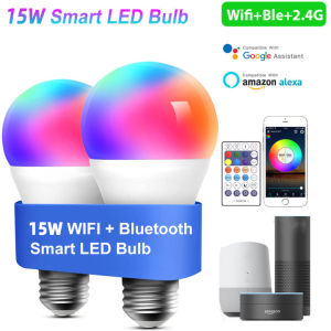 หลอดไฟ LED Smart LED Bulb Dimmable Lamp หลอดไฟอัจฉริยะ ปรับได้ 9W/15WRGB C+W Smart Life Tuya App Remote Control Work with Alexa Echo Google Home E27