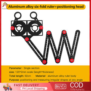 Adjustable Six Fold Tool Ruler Drill Guide Opening Ceramic Tile Hole Locator