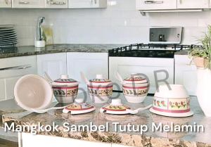 Mangkok Sambel Tutup Melamin Motif Bunga / Mei Shing / Melamine