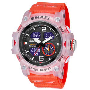 SMAEL Sports Mens Watches Top Brand Quartz Watch Men Waterproof Military Dual Display Digital Wristwatch for Male Stopwatches Student