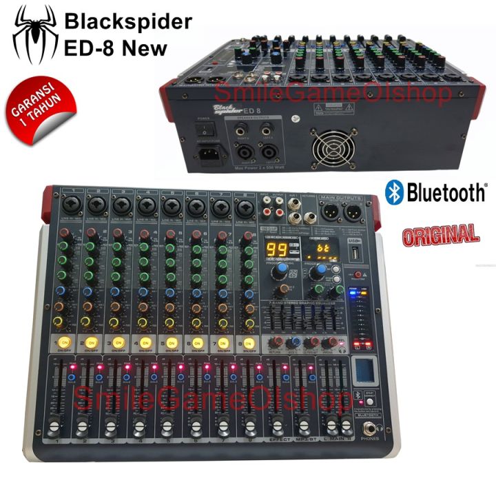 Mixer Power BlackSpider ED8 New 8channel , Bluetooth 550X2 watts