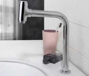 kran air stainless tanam wastafel cuci tangan kepala bisa putar 360 on off tekan push hitam gold abu grey minimalis