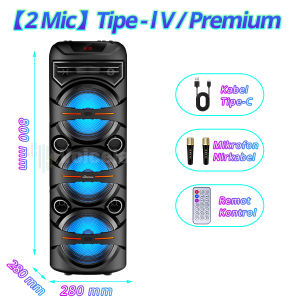 FULL BASS Speaker Bluetooth Jumbo Karaoke Stereo Besar Salon Super Bass Nirkabel Subwoofer Aktif TWS