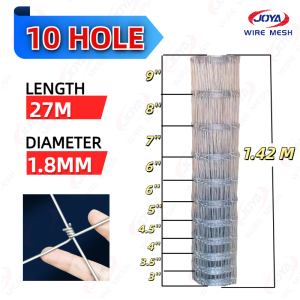 Galvanized Hog Wire Fence 7/8/9/10 Hole for Farm and Orchard Protection - High Tension Steel Mesh with Durable Hinge Knots