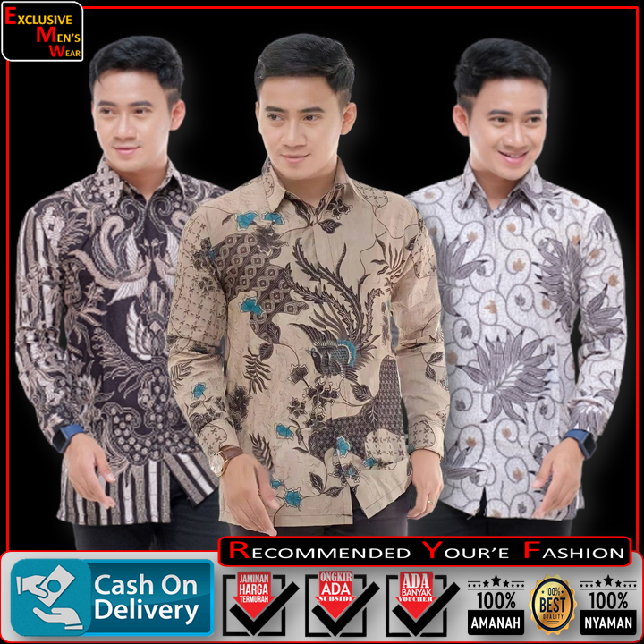 [bisa Cod] Kemeja Batik Pria Lengan Panjang Baju Batik Pria New