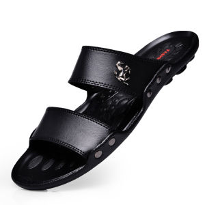 COD Sepatu Sandal Pria Slide Cowok Pria Kulit Premium Casual Slip On Mewah Kekinian Olahraga 131