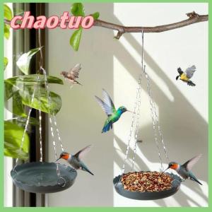 chaotuo Hanging Bird Feeder Adjustable Chain Hanging Parrot Feeder Small Birds Food Tray For Patio Balcony Tree Outside Bird Supplies
