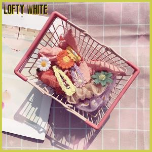 Lofty White ตะกร้าเก็บเครื่องสำอางตั้งโต๊ะขนาดเล็กสำหรับเด็กผู้หญิง ตะกร้าใส่เครื่องสำอางตกแต่งโต๊ะ