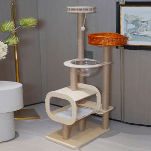 Cat Scratch Tree Cat Tree Cat Tower Cat Tree Tower Scratch Post Cat Condo Cat Tree Climbing Cat Tower Rattan Solid Wood Multi-Layer Grab Column Space Capsule Sub-Integrated Jumping Platform Cat Toy Villa
