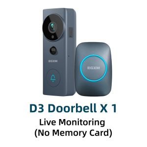 GXM 3K 5MP Smart Video Doorbell Camera D3 Pro Cordless Wireless Waterproof Rechargeable Battery Operated CCTV IP Camera Door Bell WiFi Indoor Home Security Surveillance Camera Wireless Battery DoorBell