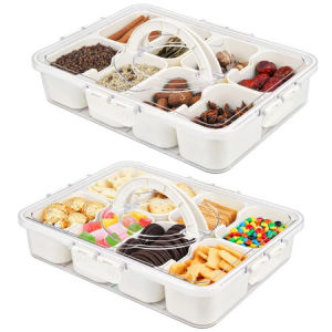 【Daily Suki Store】8-Grid Food Storage Container | Airtight Kitchen Organizer for Fridge Fruits & Vegetables | Drain Basket with Lid