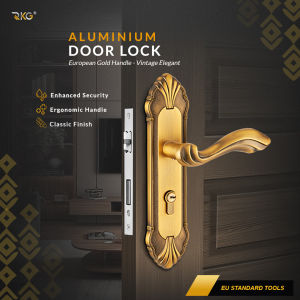 Kunci Pintu Knob European Gold Curved Door Lock Set DRL-605GP