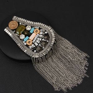 COVIEEZB Epaulet Tấm đệm vai có dây tua rua Trâm cài áo Ánh sáng vai Dấu hiệu trên vai Đồ trang sức Hợp kim Phụ kiện đeo vai đính hạt Bộ vest