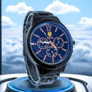 Chronograph Watch Jam Tangan Pria Premium Dial Biru Anti Karat Fashion Tampilan Elegan