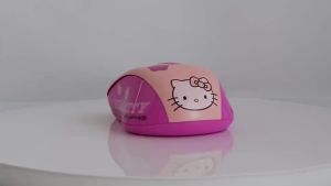 Ready Stock Cute Hello Pink Wireless Computer MouseMouse 2.4Ghz USB Optical Laptop Mouse for Girls Gift