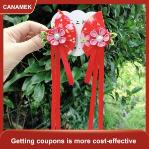 【CANAMEK】 Nhật Bản Kimono vải hoa gấp Fan trẻ em Phụ kiện tóc Clip tua Mũ Nón mũ barrette