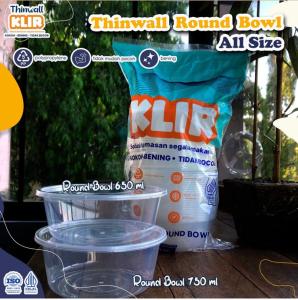 Thinwall KLIR 650ml Round Datar - ANTI PECAH - Kotak makan isi 25 set