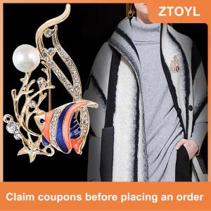 【ZTOYL】 Đa Men Cá Trâm Cài Pha Lê Rhinestone Động Vật Trâm Phù Hợp Với Corsage Pin
