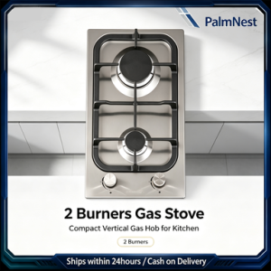 30cm Stainless Steel Gas Hob 2 Gas Burners With Sabaf Burner Cast Iron Pan Support