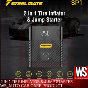 Portable Mini Inflator with Power Bank & Jump Starter for Car and Bicycle Tires