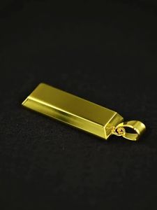 LZD Trendy Mens Domineering Long Necklace Personalized Hip Hop Gold Bar Gold Brick Pendant Sweater Chain European and American Popular Ornament