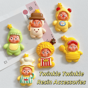 NOVELLEO 10pcs/7pcs Haircut Twinkle Resin Accessories Wake Up Sleephead Lose a Tooth We Are Twinkle DIY Accessories Cartoon Bad Temper Large Star Man Keychain Accessories Keyring