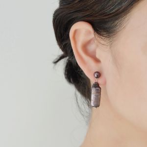 Bông Tai Ngọc Trai Thời Trang Bông Tai Dài Bông Tai Bạc Nữ Ngọc Trai Nước Ngọt Màu Nâu