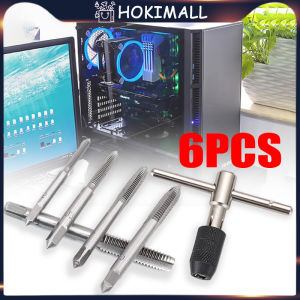 Set 6PCS Tap Alat Metrik Alat Pembuat Drat Metric Hand Tap Set M3 - M8 Adjustable Alat Tap Set Senai
