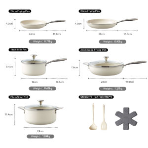 Redchef Gem Series Ceramic Rock 14 PCS Cookware Set Non-stick 24cm Frying Pan/28 Frying Pan/28 Deep Frying Pan/18 Milk Pot/24 Soup pot