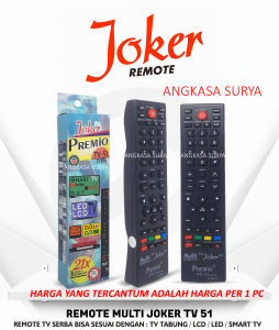 REMOTE MULTI JOKER PREMIO TV 51 ULTRA TV LCD LED PLASMA TABUNG SEMUA MERK STB DIGITAL RECEIVER JOKER PREMIO TV51