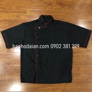 Áo đồng phục đầu bếp tay ngắn có viền thiết kế trẻ trung