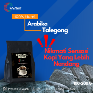 Bubuk Kopi (Variasi Giling Kasar) Murni 100% Arabika Talegong Garut Jawa Barat Sajagat Roastery 100 gr murni kopi arabika specialty premium quality rasa terbaik harga murah quality gak murahan.