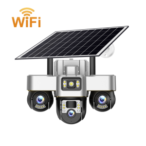 15MP HD Solar CCTV Camera Video Surveillance Outdoor 10x Zoom 3 Lens PTZ Turning WiFi IP Camera PIR Detection Surveillance Cam
