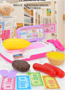 Childrens supermarket cash register set simulation vegetable and fruit model light sound effect supermarket cash register