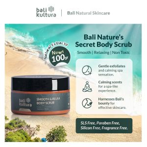 Bali Kultura Body Scrub Gentle Relaxing Calming Spa Sensation - Smooth & Relax Body Scrub Natural Organic Exfoliates Gentle Exfoliate - 100 gr