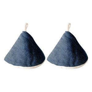 SWEET LORD 2PCS Cotton Anti-Scalding Pot Hat Triangle Shape Microwave Safe Pot Handle Gloves Practical Washable Hand Protector Kitchen