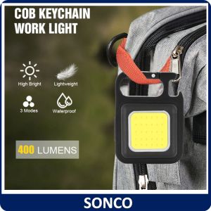 LED lampu suluh Flashlight Multifunctional USB Rechargeable COB Chargeable Flashlight Work Lamp Mini Keychain LED Light