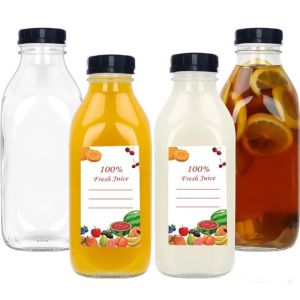 1000ML Glass Bottle Food Containers Soda Water Juice Milk Bottles Recyclable Coffee Beverage Drink Cup