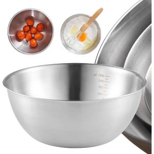 Set of 4pcs With Measuring Scale 24+22+20+18CM Stainless Steel Mixing Bowls 316L STAINLESS STEEL