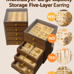 Large capacity Walnut jewelry box for triple organizer