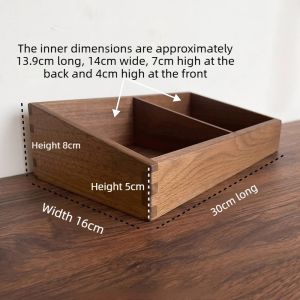 FFBH Solid Wood Organizers Minimalist Creative Desktop Compartment Storage Boxes Aesthetic Art Wooden Desk Storage Supplies T2Y7B