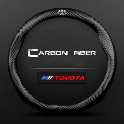 AOLA Carbon Fiber Universal Car Steering Wheel Cover Microfiber Plus Carbon Fiber for All 38cm 15inch Ultra-thin Non-slip Round Breathable Sweat-absorbent Luxury Cover for All Seas