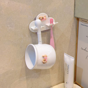 COD ที่ใส่แปรงสีฟัน + ถ้วย ระบายน้ำได้ดี รูปแบบการ์ตูน ติดผนัง วัสดุหนาและแข็งแรง ใช้ในห้องน้ำ/Cute-Ghost