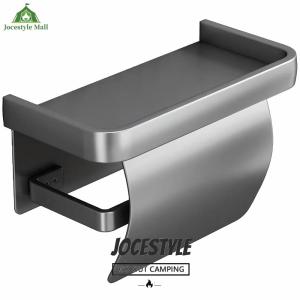 [Jocestyle Mall] Self-Adhesive Toilet Paper Roll Holder with Phone Shelf Aluminium Alloy Toilet Paper Holder Bathroom Tissue Roll Holder for Bathroom Kitchen Washroom