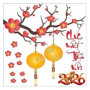 (HCM) Decal dán kính trang trí tết xuân Bính Ngọ 24 Binbin TTT24 decor văn phòng nhà hàngkhách sạn