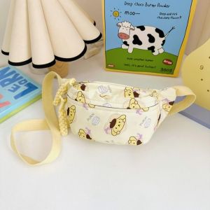 FUTUI Kitty Cat Kuromi Melody Chest Bag Pochacoo Cinnamoroll Cartoon Anime Shoulder Bag Kawaii Stripe Nylon Waist Pack Bag Boy/Girls